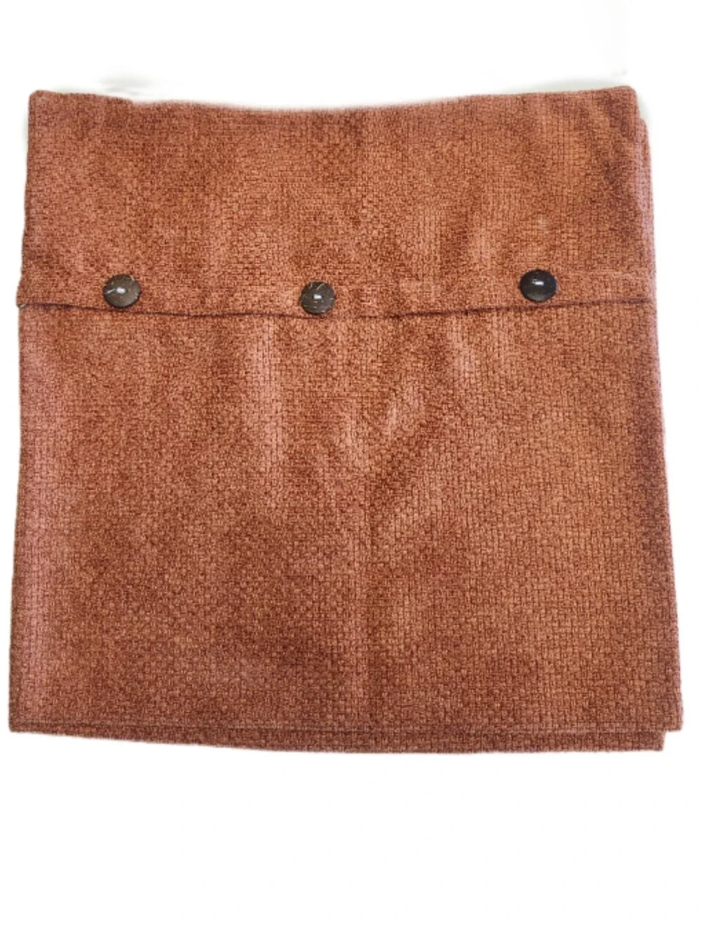 Set Of 2 Rust Orange Fall Autumn Ribbed Zipper Closure Pillow Covers, 17